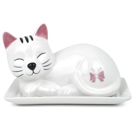Cat Butter Dish with Lid for Countertop – Cute Ceramic Plate – Keeper to leave on counter – Gift for cat lovers – Decor for dining room table – Perfect housewarming gift – Butterbell dish