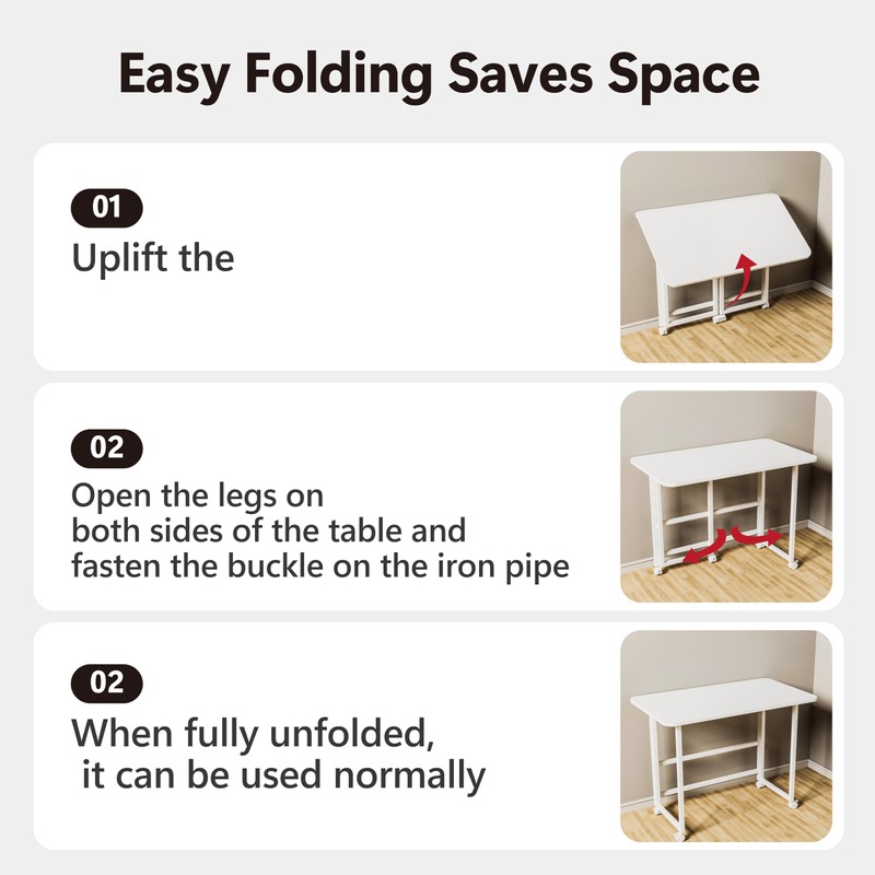 Serxis Folding Desk,Not Require Assembly,Small Foldable Desk 31.5" for Small