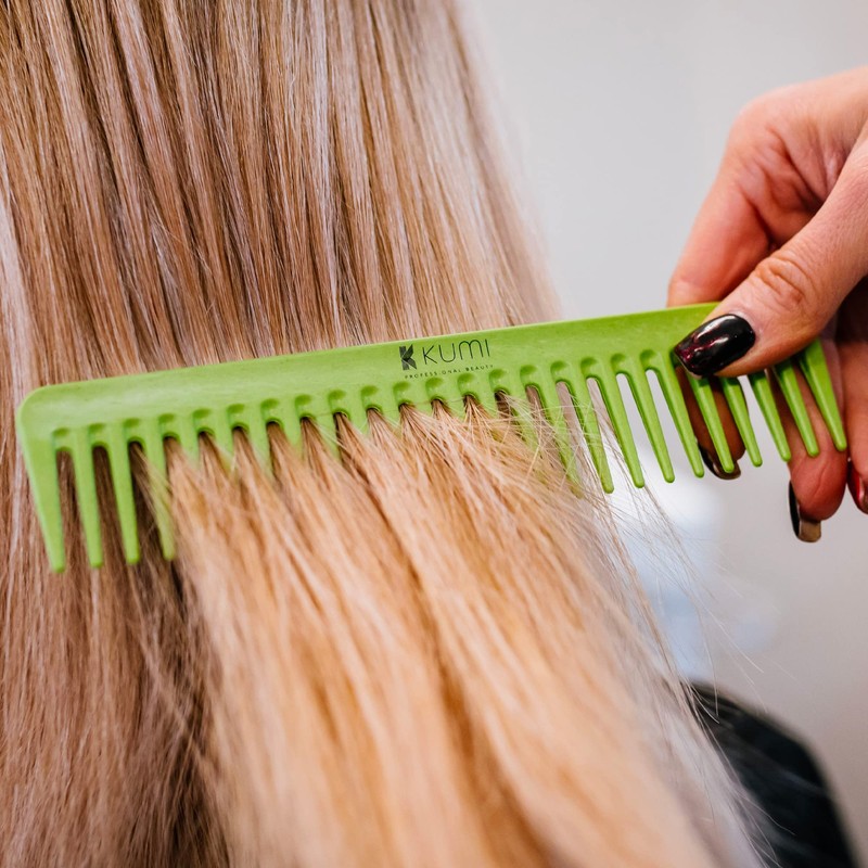 Kumi Wheat Eco-Friendly Long Wide Tooth Detangling hair Comb,Green -