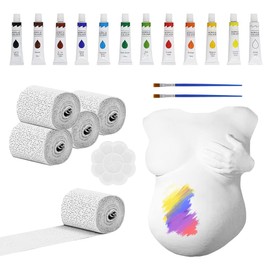 KBIBCK Babybauch Gipsabdruck Set, Gipsabdruck Babybauch Set mit Gipsbinden, 12 Acrylfarben & vielem mehr, 3D Babybauch Gipsabdruck Set, Der Bauchabdruck-Deko, Erinnerungen, Andenken & Geschenk