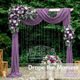 60" Chiffon Fabric by The Yard Pre-Cut Sheer Fabric for Wedding Arch Draping Fabric Party Backdrop Decoration Ceiling Decor (Grape Purple, 1 Yard)