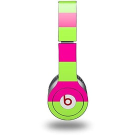 Skin Decal Wrap Works with Original Beats Solo HD Headphones Kearas Psycho Stripes Neon Green and Hot Pink Skin Only (Headphones NOT Included)