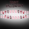 24Pcs White French Tip Halloween Press on Nails Short Almond
