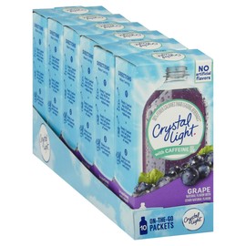 Crystal Light Crystal Light Grape Naturally Flavored Powdered Drink Mix with Caffeine, 120 ct Pack, 12 Boxes of 10 On-the-Go-Packets