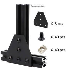 BLCCLOY 8Sets 2020 Aluminum Extrusion External Joining Plate Connector T Shape Anodic Oxidation Corner Bracket Plate with Screws and Nuts for 2020 Series Aluminum Profile