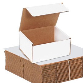 AVIDITI White Shipping Boxes 6" x 5" x 3" (25-Pack) Foldable & Crush-Proof | Corrugated Cardboard Mailing Boxes for Shipping, Mailers, Moving, Packing, Small Business, Ideal to Use as Gift Box