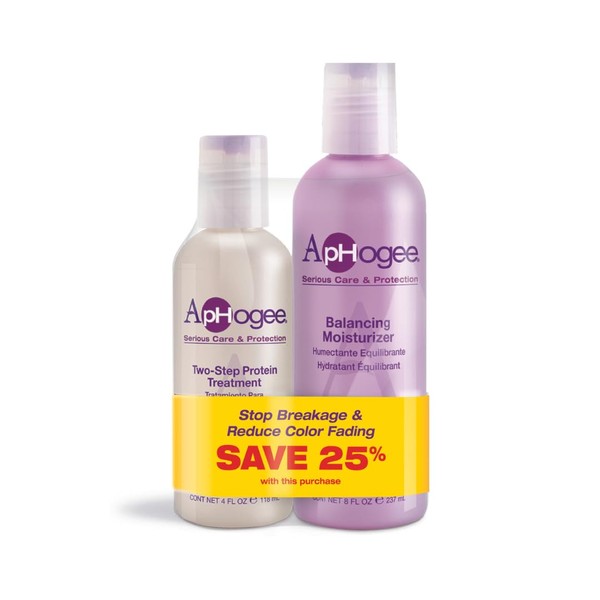 Aphogee Serious Hair Care Double Bundle (Balancing Moisturizer and Twostep Protein Treatment), 8 fluid ounces