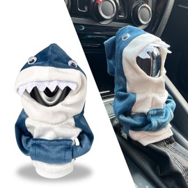 HXOUSE Shark Gear Shift Hoodie - Easy to Put & Remove Cool Shifter Hoodie for Most Car Shifters, Soft Fabric Shift Knob Hoodie for Universal Interior Accessories for Cars (Shark Blue)