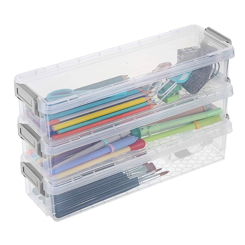 SUMTree 3 Pack Clear Storage Containers rectangular transparent Storage boxes