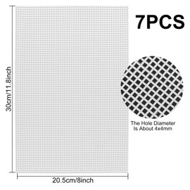 7 Pieces Plastic Mesh Canvas Sheets for Embroidery Crafting, Plastic Needlepoint Canvas, Fursuit Eye Mesh for Crafts DIY, Knit Crochet Projects?Cross-Stitch, Bag Making(White)