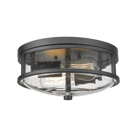 Rosient Flush Mount Ceiling Light Fixture, 12 Inch 2-Light Modern Farmhouse Semi Ceiling Light with Seeded Glass for Bedroom, Entryway, Kitchen, Hallway, ROS88 BK