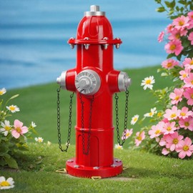 Elenon Garden Red Fire Hydrant Outdoor Statue Decorative for Dog to Peed on, 14.5" Fire Hydrant Puppy Pee Training Post, Garden Yard Lawn Backyard Ornament Decoration Firefighter Gifts for Men