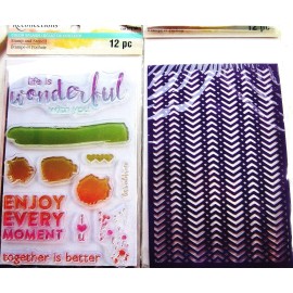 Recollections Life is Wonderful with Paint Splats Clear Acrylic Love Stamp & Stencil Set NEW!