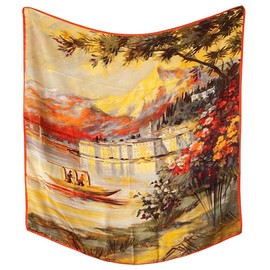 G.Barsanti & Figli Silk Scarf, Large, Women's, Square, 90% Silk, Made in Italy, Como, Luxury, Balsanti Lake Como, Lake Como