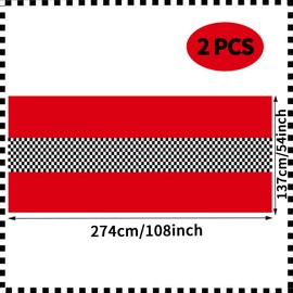 Giloner 2PCS Race Car Birthday Party Decorations, Red and White Checkered Tablecloth Race Car Table Cloth for Kids Boys Car Themed Party Table Decorations. 54 X 108 Inch(Red) (A-Red)