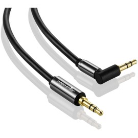 POPPSTAR 0.5 m audio cable jack (3.5 mm jack cable, straight 90°, gold-plated), headphone cable, speaker cable for headphones, smartphone, MP3 player, car radio and much more