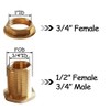 Uenede 2PCS Solid Brass Bulkhead Fitting 1/2”Female x 3/4”Male Double