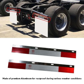 BST BSSP 2PCS 24" Aluminum Straight Conspicuity Mud Flap Reflector Plate for Tractor Trailer and Heavy Duty Semi Truck Trailer Hanger Mudflap Hanger Semi Truck Aluminum Reflector Strips