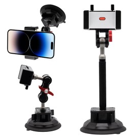 7JI Vakuum Saugnapf Handyhalterung, 360° drehender Handyhalter für Autos, Magic Arm mit Kugelkopf, Robuste Metall-Handyhalterung, Für Glatte Oberflächen, Mit Bluetooth-Fernbedienung