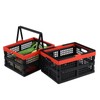 Minekkyes 2-Pack Collapsible Plastic Shopping Basket with Handles, Folding Crates