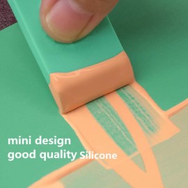 JAJADO Paquete de 5 mini rasquetas, rasquetas de impresión de seda para pasta de tiza, plantilla autoadhesiva, herramienta de impresión de raspador de pantalla pequeña, silicona turquesa para transferencia de pintura de tiza