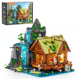 Lumibricks Waterfall-Cabin Lighting Building-Bricks Set - 2539 Pcs Retro Waterfall House Collection LED Light Set for Adults and Retro House Architecture Building Collectors