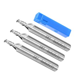 CoCud 2-Flute Spiral End Mill Bits, 3mm Diameter 8mm Length, High Speed Steel Straight Milling Cutter with Storage Case- (Applications: for Plywood Hardwood Plastic), 3-Pieces