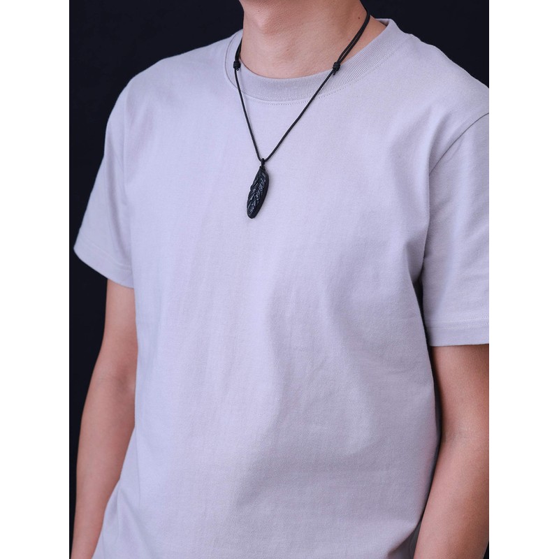 COAI Women's Feather Black Obsidian Necklace