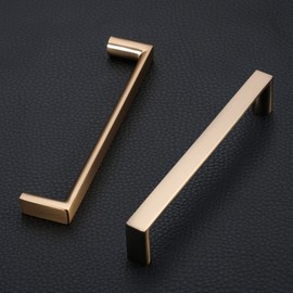 KNOKLOCK 6 Pack 5 Inch(128mm) Cabinet Pulls Square Champagne Bronze Kitchen Cabinet Handles Kitchen Cabinet Hardware Gold Drawer Pulls for Dresser Cupboard Wardrobe