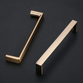 KNOKLOCK 6 Pack 5 Inch(128mm) Cabinet Pulls Square Champagne Bronze Kitchen Cabinet Handles Kitchen Cabinet Hardware Gold Drawer Pulls for Dresser Cupboard Wardrobe