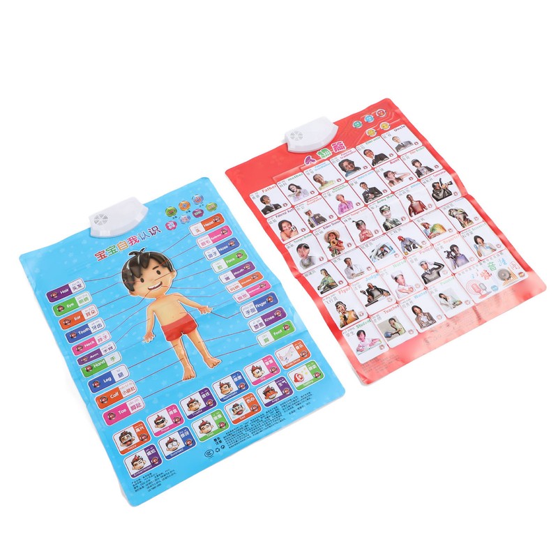 2pcs Chinese English Phonics Posters Multipurpose Fun Early Education Self