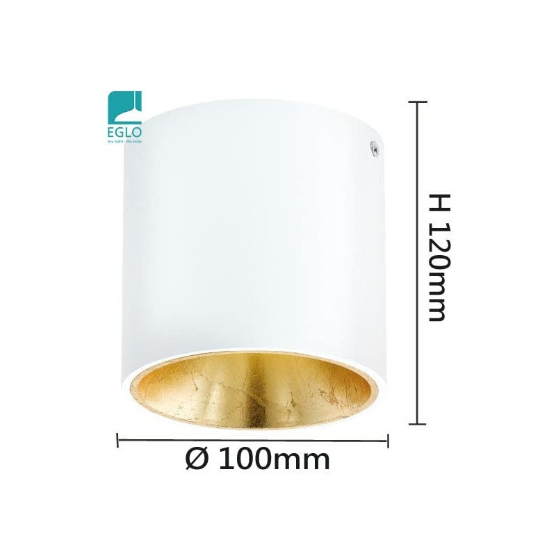 EGLO Wall/Ceiling Lamp, Aluminium, Plastic Integriert, 4 W, White, Gold