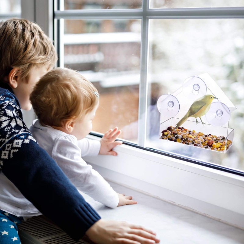 Window Bird Feeder Clear Window Hanging Bird Feeder with Suction
