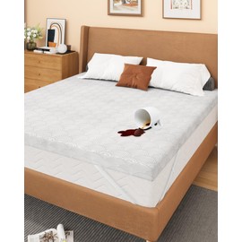 Zenzy 3" Queen Waterproof Mattress Topper Cover, [100% Waterproof] [Ultra-Soft] Cover for Mattress Topper, Washable & with Adjustable Straps, Oeko-TEX Certified [Only Cover]- Dark Gray