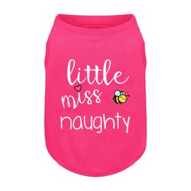 Pink Cotton Dog Shirt with 'Little Miss Naughty' Bee Print, Soft & Breathable Pet Apparel for Small to Large Dogs, Cute All-Season Outfit.Pink 4XL