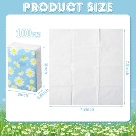 Outus 100 Pack 800 Sheets Small Travel Pocket Tissue Packs 3 Ply Travel Size Individual Facial Tissue Floral Daisy Design for Wedding Funeral Bridal Shower Household Essentials