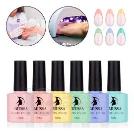 Gama De Gel Semipermanente Mussa® 6 Esmaltes Para Uñas Uv Color Gama Pastel