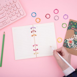 AKONEGE 1 Inch (50 Pack) Metallic Binder Rings Colorful Loose Leaf Rings Small Metal Steel Book Rings Clip Rings for Flashcards Index Cards Keychain Key Rings for Office School Home, 10 Colors