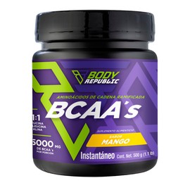 Body Republic Bccas 2:1:1, Aminoácidos, Sabor Mango 25 Porciones, Pre-Post-Intra Workout, 500 G