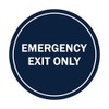Signs ByLITA Circle Emergency Exit Only Sign (Navy Blue/White) -