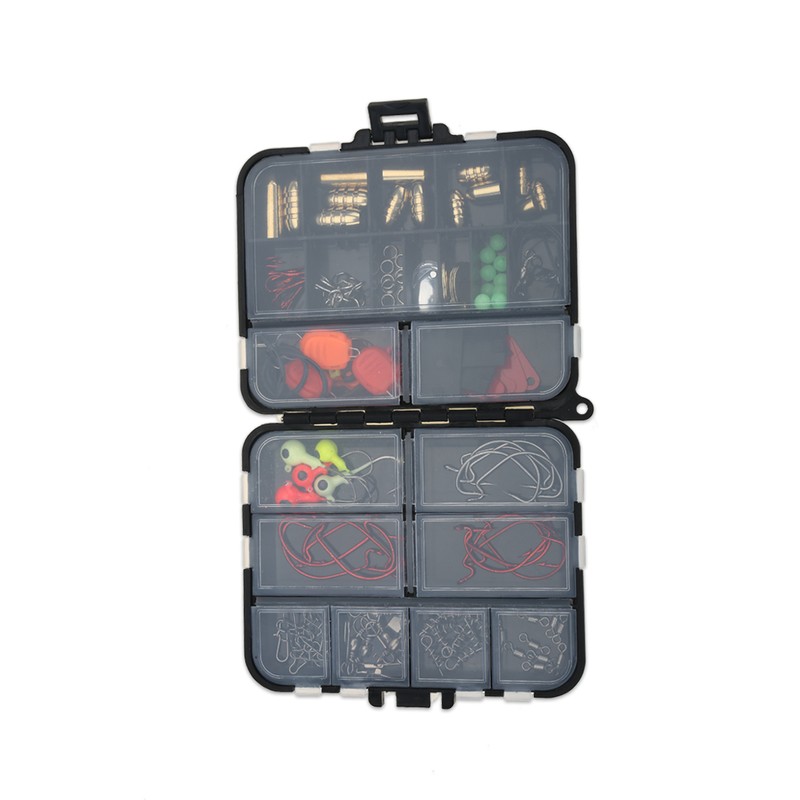 20 Kinds 128Pcs/Lot Fishing Accessories Hooks Swivels Stoppers Connectors Box