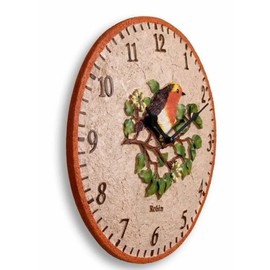 Garden Wall Clock 12 Inch Outdoor/Indoor with Robin Bird Design - Stylish Clock for Patio, Garden, or Home Décor