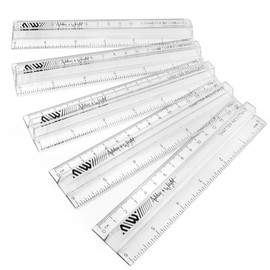 Ashton and Wright - 6 Inch / 15cm Raised Rulers - Shatter Resistant (Pack of 5, Clear)