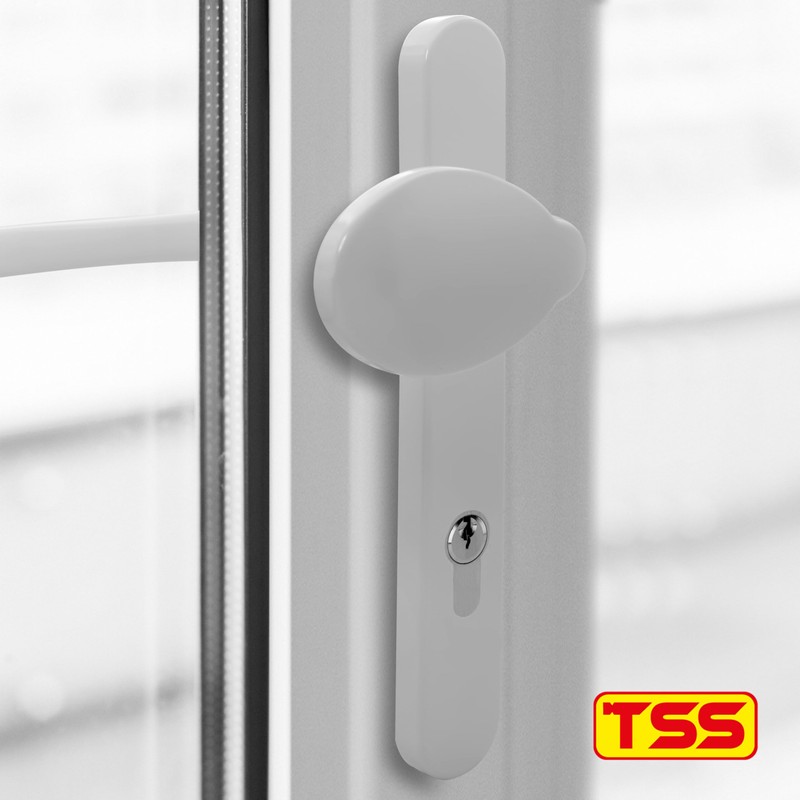 TSS White UPVC Door Handle Pair Set, Sprung, 92mm PZ