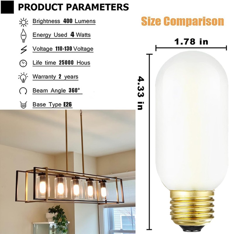 Leools E26 LED Bulb 4W Equivalent e26 led Bulb 40