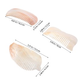 Baluue 3pcs Natural Shell Pocket Combs Handcrafted Hair Detanglers for Women for Thick Curly Hair Travel Styling Tool Unique Artisan Craftsmanship