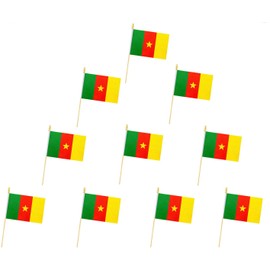 10 Pack Cameroon Flags,CM Handheld Flag-5x8 in, Cameroonian Mini Flag Small Flag, for Party, Shops and Bars Decorations, and International Day Celebrations.