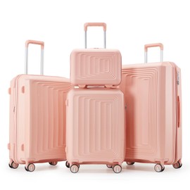 FocusOnHome Luggage 4 Piece Sets(14/20/24/28), Hard Shell Lightweight TSA Lock Carry on Expandable Suitcase with Spinner Wheels Travel Set for Men Women,Pink