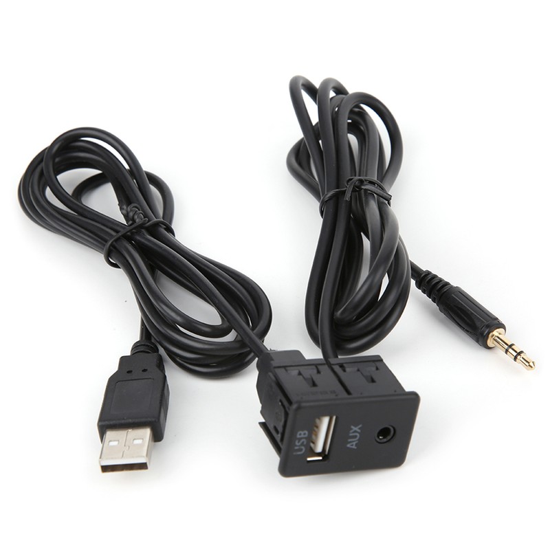 3.5mm AUX Extension Cable Adapter Flush Mount USB Port Headphone