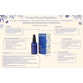 Aloevida Crema facial nutritiva 85% Aloe vera orgánico 50ml